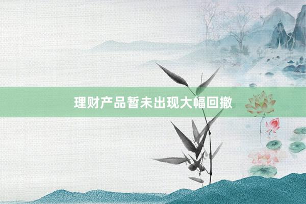 理财产品暂未出现大幅回撤