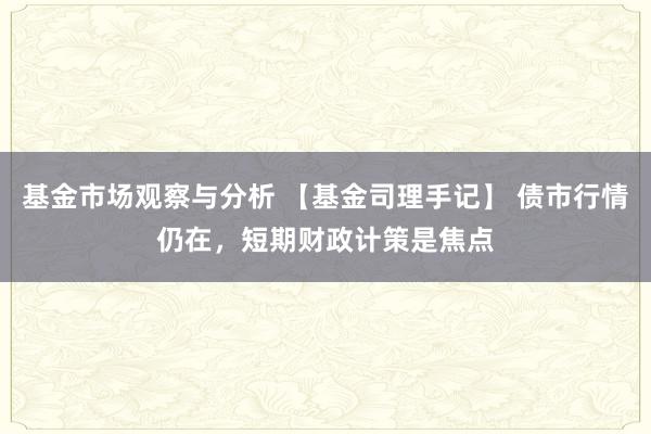 基金市场观察与分析 【基金司理手记】 债市行情仍在，短期财政计策是焦点