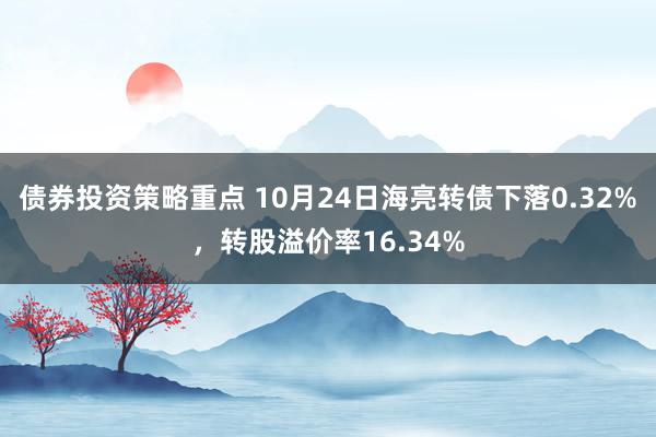 债券投资策略重点 10月24日海亮转债下落0.32%，转股溢价率16.34%