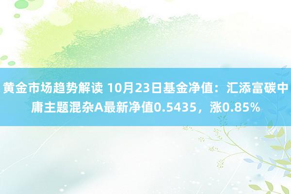 黄金市场趋势解读 10月23日基金净值：汇添富碳中庸主题混杂A最新净值0.5435，涨0.85%