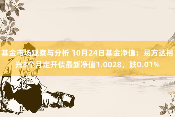 基金市场观察与分析 10月24日基金净值：易方达裕兴3个月定开债最新净值1.0028，跌0.01%