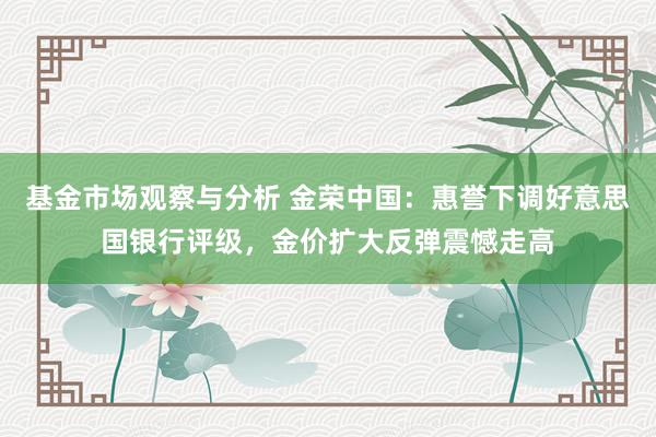 基金市场观察与分析 金荣中国：惠誉下调好意思国银行评级，金价扩大反弹震憾走高