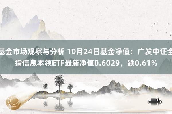 基金市场观察与分析 10月24日基金净值：广发中证全指信息本领ETF最新净值0.6029，跌0.61%