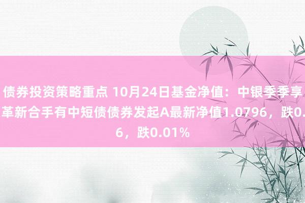 债券投资策略重点 10月24日基金净值：中银季季享90天革新合手有中短债债券发起A最新净值1.0796，跌0.01%