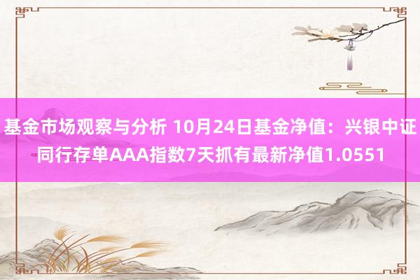 基金市场观察与分析 10月24日基金净值：兴银中证同行存单AAA指数7天抓有最新净值1.0551