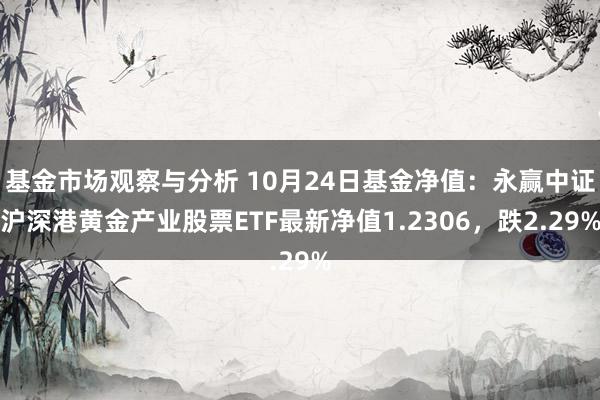 基金市场观察与分析 10月24日基金净值：永赢中证沪深港黄金产业股票ETF最新净值1.2306，跌2.29%