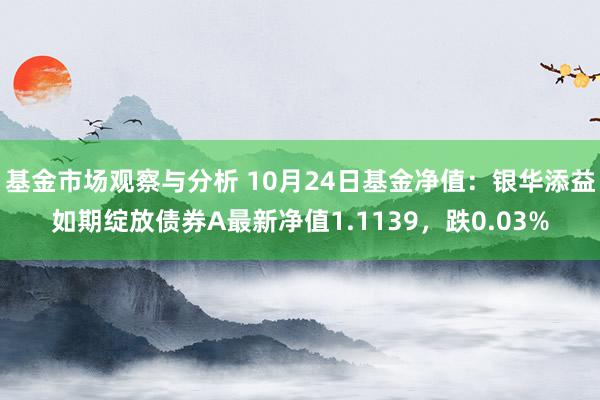 基金市场观察与分析 10月24日基金净值：银华添益如期绽放债券A最新净值1.1139，跌0.03%