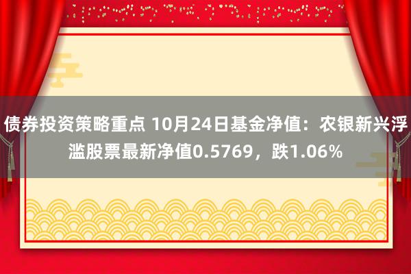 债券投资策略重点 10月24日基金净值：农银新兴浮滥股票最新净值0.5769，跌1.06%