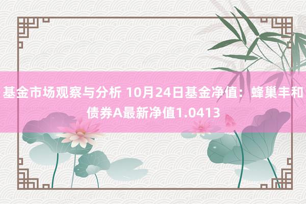 基金市场观察与分析 10月24日基金净值：蜂巢丰和债券A最新净值1.0413