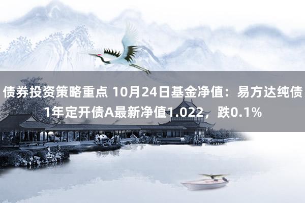 债券投资策略重点 10月24日基金净值：易方达纯债1年定开债A最新净值1.022，跌0.1%