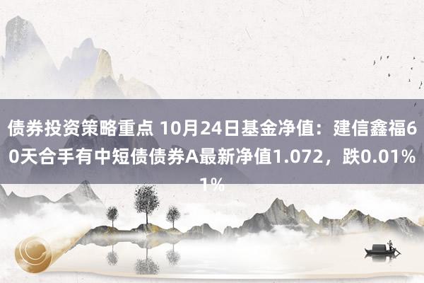 债券投资策略重点 10月24日基金净值：建信鑫福60天合手有中短债债券A最新净值1.072，跌0.01%