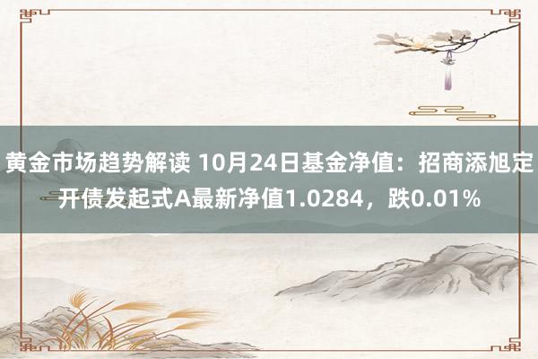 黄金市场趋势解读 10月24日基金净值：招商添旭定开债发起式A最新净值1.0284，跌0.01%