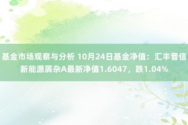 基金市场观察与分析 10月24日基金净值：汇丰晋信新能源羼杂A最新净值1.6047，跌1.04%