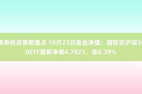 债券投资策略重点 10月23日基金净值：国联安沪深300ETF最新净值4.7823，涨0.39%