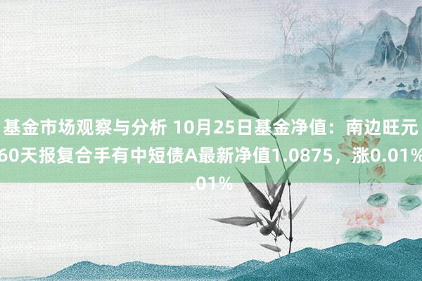 基金市场观察与分析 10月25日基金净值：南边旺元60天报复合手有中短债A最新净值1.0875，涨0.01%