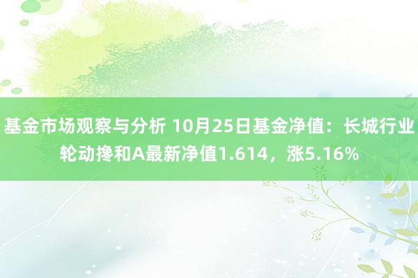 基金市场观察与分析 10月25日基金净值：长城行业轮动搀和A最新净值1.614，涨5.16%