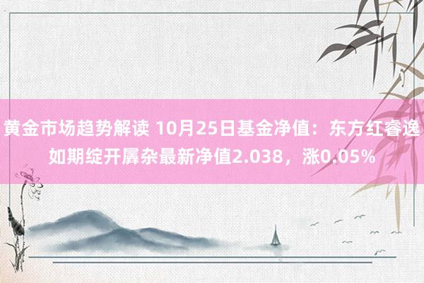 黄金市场趋势解读 10月25日基金净值：东方红睿逸如期绽开羼杂最新净值2.038，涨0.05%