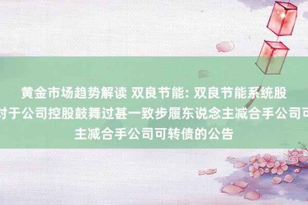 黄金市场趋势解读 双良节能: 双良节能系统股份有限公司对于公司控股鼓舞过甚一致步履东说念主减合手公司可转债的公告