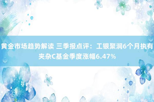 黄金市场趋势解读 三季报点评：工银聚润6个月执有夹杂C基金季度涨幅6.47%