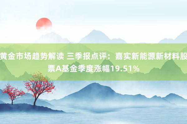 黄金市场趋势解读 三季报点评：嘉实新能源新材料股票A基金季度涨幅19.51%