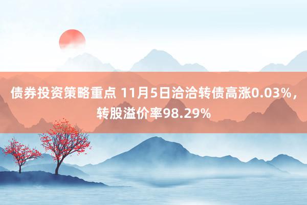 债券投资策略重点 11月5日洽洽转债高涨0.03%，转股溢价率98.29%