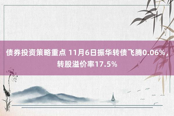 债券投资策略重点 11月6日振华转债飞腾0.06%，转股溢价率17.5%