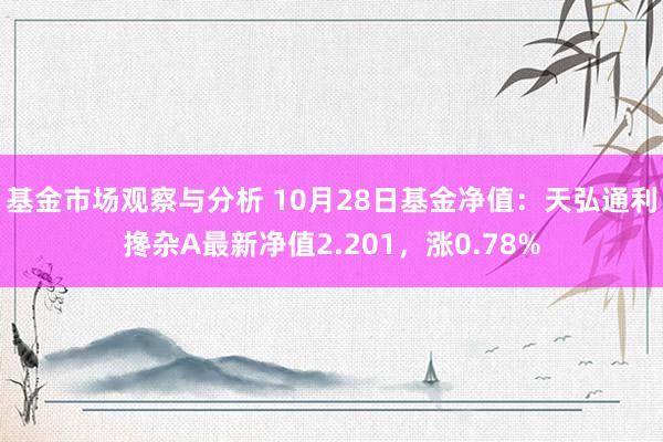 基金市场观察与分析 10月28日基金净值：天弘通利搀杂A最新净值2.201，涨0.78%