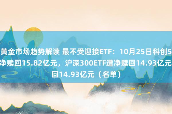 黄金市场趋势解读 最不受迎接ETF：10月25日科创50ETF遭净赎回15.82亿元，沪深300ETF遭净赎回14.93亿元（名单）