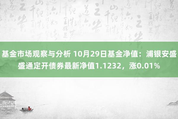 基金市场观察与分析 10月29日基金净值：浦银安盛盛通定开债券最新净值1.1232，涨0.01%