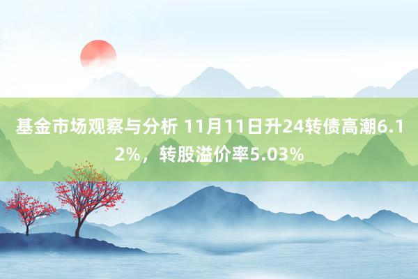 基金市场观察与分析 11月11日升24转债高潮6.12%，转股溢价率5.03%