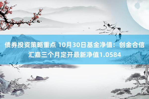 债券投资策略重点 10月30日基金净值：创金合信汇嘉三个月定开最新净值1.0584