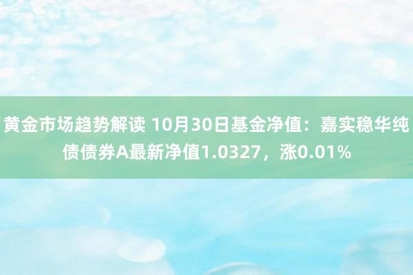 黄金市场趋势解读 10月30日基金净值：嘉实稳华纯债债券A最新净值1.0327，涨0.01%