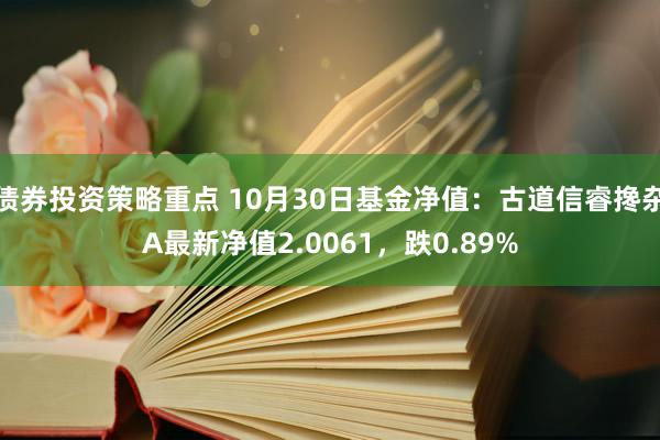 债券投资策略重点 10月30日基金净值：古道信睿搀杂A最新净值2.0061，跌0.89%