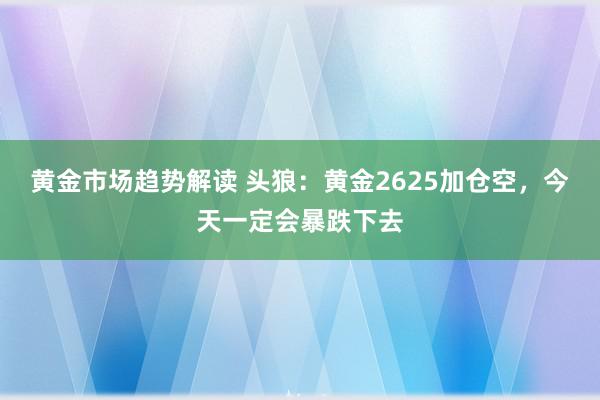 黄金市场趋势解读 头狼：黄金2625加仓空，今天一定会暴跌下去