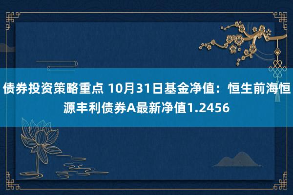 债券投资策略重点 10月31日基金净值：恒生前海恒源丰利债券A最新净值1.2456