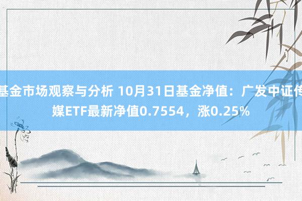 基金市场观察与分析 10月31日基金净值：广发中证传媒ETF最新净值0.7554，涨0.25%