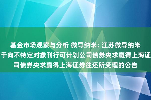 基金市场观察与分析 微导纳米: 江苏微导纳米科技股份有限公司对于向不特定对象刊行可计划公司债券央求赢得上海证券往还所受理的公告