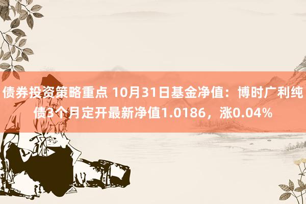 债券投资策略重点 10月31日基金净值：博时广利纯债3个月定开最新净值1.0186，涨0.04%