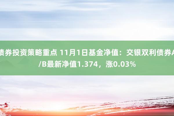 债券投资策略重点 11月1日基金净值：交银双利债券A/B最新净值1.374，涨0.03%