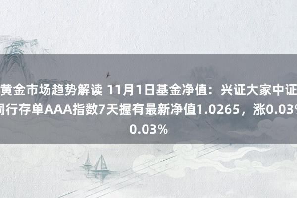 黄金市场趋势解读 11月1日基金净值：兴证大家中证同行存单AAA指数7天握有最新净值1.0265，涨0.03%