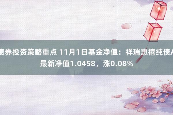 债券投资策略重点 11月1日基金净值：祥瑞惠禧纯债A最新净值1.0458，涨0.08%