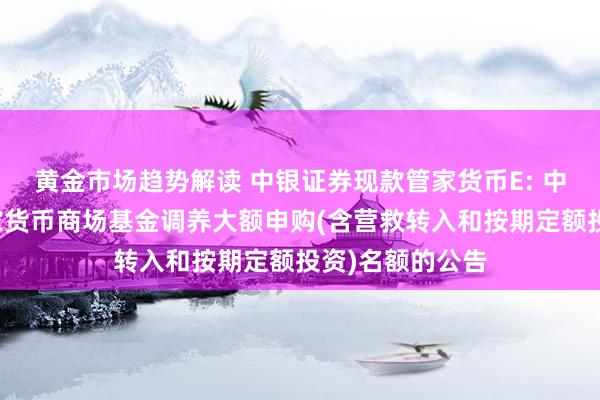 黄金市场趋势解读 中银证券现款管家货币E: 中银证券现款管家货币商场基金调养大额申购(含营救转入和按期定额投资)名额的公告