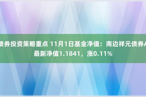 债券投资策略重点 11月1日基金净值：南边祥元债券A最新净值1.1841，涨0.11%