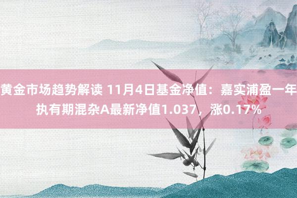 黄金市场趋势解读 11月4日基金净值：嘉实浦盈一年执有期混杂A最新净值1.037，涨0.17%