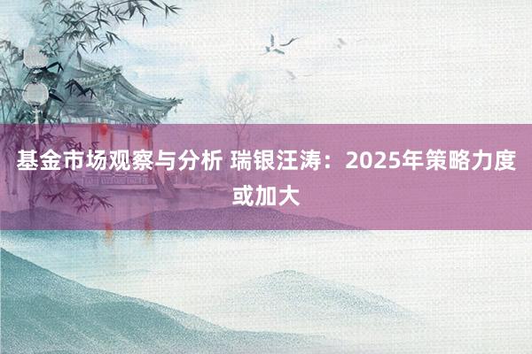 基金市场观察与分析 瑞银汪涛：2025年策略力度或加大