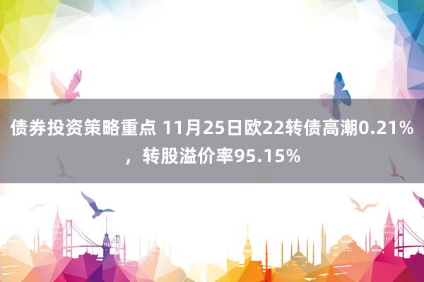 债券投资策略重点 11月25日欧22转债高潮0.21%，转股溢价率95.15%