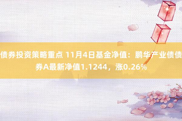 债券投资策略重点 11月4日基金净值：鹏华产业债债券A最新净值1.1244，涨0.26%