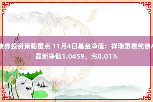 债券投资策略重点 11月4日基金净值：祥瑞惠禧纯债A最新净值1.0459，涨0.01%