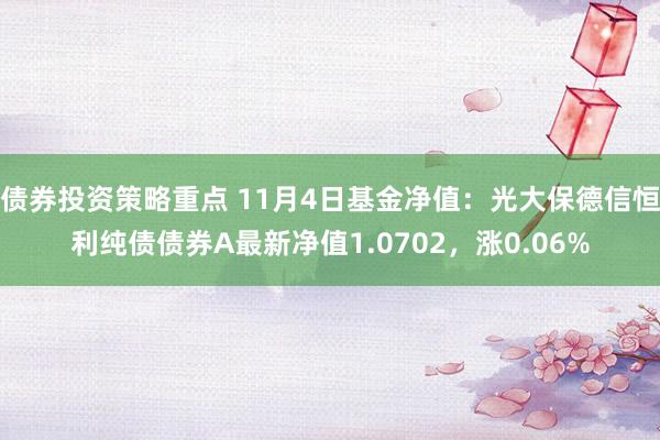 债券投资策略重点 11月4日基金净值：光大保德信恒利纯债债券A最新净值1.0702，涨0.06%