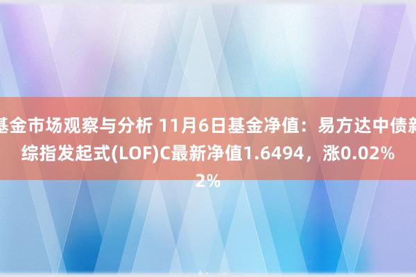 基金市场观察与分析 11月6日基金净值：易方达中债新综指发起式(LOF)C最新净值1.6494，涨0.02%